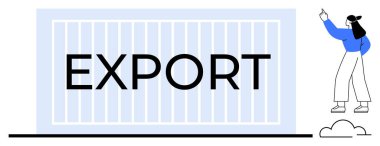 Üzerinde ExPORT yazan büyük bir nakliye konteynırı. Ticaret, lojistik, taşımacılık, iş büyümesi, küresel bağlantılar, ticaret, ulaşım temaları için idealdir. Düz basit