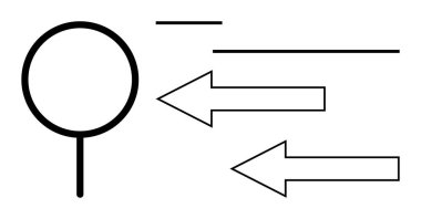 Zıt yönleri gösteren oklarla büyüteç inceleme kavramı, keşif, analiz ve farklı yollar öneriyor. Araştırma, strateji, karar verme, analiz için ideal