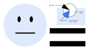 Tarafsız ifade, soyut diyagram, pasta grafiği, oklar ve metin çubukları ile yan yana. Analiz için ideal, minimalizm, tarafsızlık, veri gösterimi, tasarım soyutlama duyguları. Düz basit