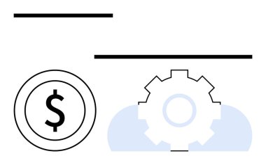 Maliye, ekonomi ve operasyon otomasyonunu sembolize eden dişlilerle birlikte dolar parası. İş, ticaret, ekonomi, strateji, yatırım teknolojisi üretkenlik kavramları için idealdir. Düz basit
