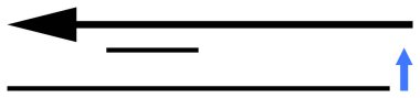Siyah ok, paralel çizgiler ve yukarı bakan daha küçük mavi oklarla sol karşıtlığa bakıyor. Çatışma, muhalefet, yön, strateji, motivasyon, denge ve güç kavramları için idealdir. Düz basit