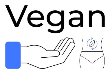Vejetaryen metni ve vücut hatlarında çevre dostu bir sembol olan el hareketi. Sağlık, bitki temelli yaşam, sürdürülebilirlik, nezaket, etik seçimler, sağlık, minimalist yaşam tarzı için idealdir. Düz