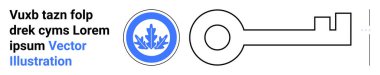 Yaprak desenli dairesel mavi bir amblemin yanında büyük anahtar ana hatları var. Güvenlik, gizlilik, erişim, giriş, kimlik doğrulama, dijital araçlar, damgalama, basit iniş sayfası için ideal
