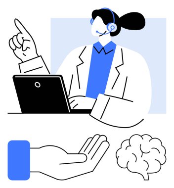 Profesyonel olarak kulaklık takarak, laptop açarak, işaret ederek, el ikonu ve beyin sembolü kullanarak sanal yardım sağlıyorlar. Destek, iletişim, eğitim, yaratıcılık koçluğu yenilikleri için ideal
