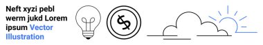 Ampul, dolar sikke, bulutlar ve gündoğumu yaratıcı düşünce, finansal büyüme ve yeni başlangıçlardan esinlenilmiştir. Finans, yatırım, yenilikçi girişimcilik çözümleri ve soyutlamalar için ideal