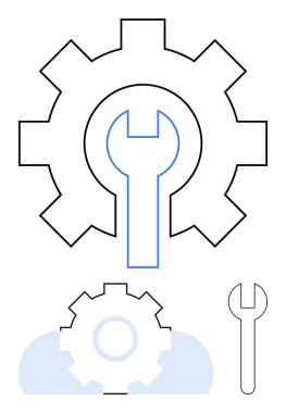 Anahtarı merkezi olarak bir dişlinin içine yerleştirin. Aletler, tamirat ve mekanik işlemleri temsil ediyor. Teknoloji, mühendislik, bakım, imalat, endüstriyel süreçler ve optimizasyon için ideal