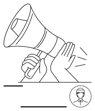 El sesi megafondan bastırır, sessizliği veya ılımlılığı sembolize eder. Kullanıcı profili ile basit tasarım. Sansür, kontrol, iletişim, konuşma ılımlılığı, çatışma, mahremiyet için ideal