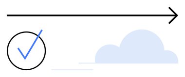 Tamamlama için daire işaretleri, ileri hareketi gösteren ok ve soyut hedefler için bulut. Üretkenlik, görev yönetimi, yenilik, başarı, bulut teknolojisi, kilometre taşları için ideal