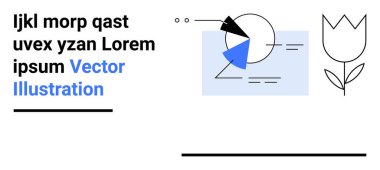 Geometrik şekiller, pasta grafiği, stilize lale, dengeli minimalist düzende modern tipografi. Markalaşma için ideal, minimal poster, tasarım kavramları, veri görselleştirme, eğitim materyali bilgileri