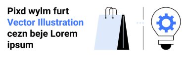 Alışveriş torbaları ticareti temsil ediyor. Ampulün içindeki teçhizat yenilikleri ve fikirleri gösteriyor. Perakende, alışveriş, iş, teknoloji, yenilik, girişimler, basit iniş sayfası için ideal