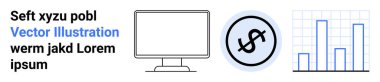 Bilgisayar ekranı, dolar işareti ve bar grafiği analitiği, iş, ekonomi, finans, sunum eğitimi ve basit iniş sayfasını temsil ediyor. Çizgi benzetmesi. Basit satır simgeleri