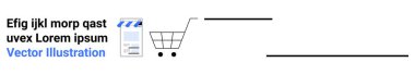 Yer tutucu metnin yanına bir makbuz yerleştirilmiş alışveriş arabası, ekomünansı temsil eden, çıkış süreci ve ödeme. Perakende, teknoloji, pazarlama, girişim, ekommerce uygulaması için ideal basit iniş