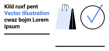 Pürüzsüz tasarımı olan alışveriş torbası. Onaylama, tamamlama ya da seçimi temsil eden kalın bir işaret. E-ticaret, perakende, çevrimiçi alışveriş, pazarlama, markalaşma, onaylama için ideal basit