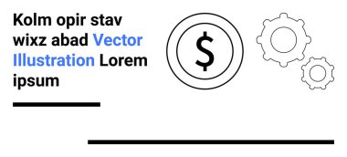 Finansal mekaniği temsil eden dişli simgeleriyle bir çemberin içinde dolar işareti. İş için ideal, fintech, yatırım, muhasebe, üretkenlik, otomasyon, basit iniş sayfası