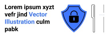 Kilitli mavi kalkan güvenlik ve güvenlik temalarını yansıtıyor. Minimum tasarım unsurları eşliğinde gizlilik, veri koruması, siber güvenlik ve çevrimiçi güvenliği vurguluyor. Ağ ve uygulamalar için ideal