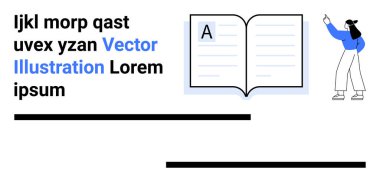 Açık bir kitap, el kol hareketi, yer tutucu metin ve kalın siyah çizgiler. Eğitim, e-öğrenim, yayıncılık, yaratıcılık, editoryal tasarım için ideal görsel hikaye anlatımı basit iniş sayfası