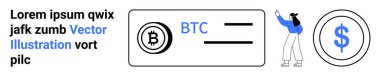 İşlem çubuğu ve dolar işareti olan Bitcoin sembolü, kadın işaret ediyor. Dijital para birimi için ideal, çevrimiçi ödemeler, engelleme zinciri, fintech, finans, kripto para birimi eğitimi, basit iniş sayfası