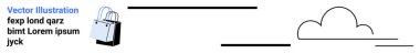 Alışveriş çantasına bulut ve yatay çizgiler eşlik ediyor. E-ticaret, perakende, satış, online alışveriş, pazarlama, bulut sistemi ve lojistik için ideal. Düz iniş sayfası pankartı