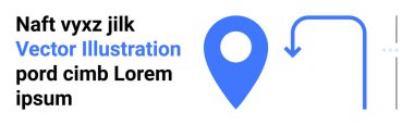 Aşağı doğru ok ve yer tutucu metin ögelerine sahip mavi harita simgesi. Navigasyon, harita, konum, seyahat, yön bulma, yol bulma, rota planlaması ve basit iniş sayfası için ideal