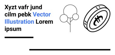 Şekil verilmiş ağacın yanında dijital finans kavramını tasvir eden kripto para. Engelleme zinciri, fintech, yatırım, sürdürülebilirlik, eko-finans, modern tasarım, basit iniş sayfası için ideal