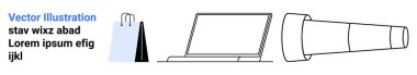 Laptop, alışveriş çantası, teleskop e-ticareti, pazar araştırmasını, vizyonu, keşfi ve stratejiyi sembolize ediyor. Çevrimiçi perakende satış için ideal, iş anlayışı gelecekteki planlama tüketici eğilimleri dijital