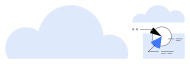 Geometrik grafikler, grafikler ve veri şekilleriyle büyük stilize bulutlar. Teknoloji, analitik, veri depolama, bulut hesaplama, ağ bilgi sistemleri yeniliği için idealdir. Düz