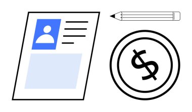 Fotoğraf ve detaylarla devam edin, düzenleme kalemleri, maddi ve maaş odakları için dolar paraları. Kariyer büyümesi, iş arama, mali planlama, işe alım, işe alım, maaş pazarlığı için ideal