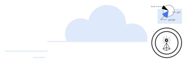 Analitik grafik ve uydu ikonu olan bulut tasarımı, veri içgörülerini, bulut hesaplamasını, bağlantıyı ve dijital dönüşümü temsil ediyor. Bulut hesaplama, veri yönetimi ve analitik için ideal