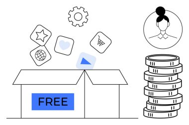 En sevilen uygulamalar, alışveriş, tarama, otomasyon, kullanıcı portresi ve bozuk paralarla birlikte özgür bırakılan özgür özgür basın simgeleri etiketli kutuyu aç. Teknoloji, iş, girişimcilik, pazarlama tasarrufları için ideal