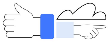 Soyut şekillerle birbirine bağlanmış başparmaklar onayı, yönü ve eylemi iletir. Takım çalışması, pozitiflik, rehberlik, liderlik, iletişim işbirliği navigasyonu için ideal. Düz