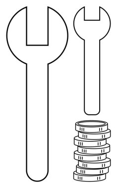 İki anahtar ve bir yığın bozuk para onarım, maliyet yönetimi ve yatırım öneriyor. Araç kullanımı, finans planlaması, sanayi, işlemler, bütçe ve mekanik hizmet dairesi için ideal