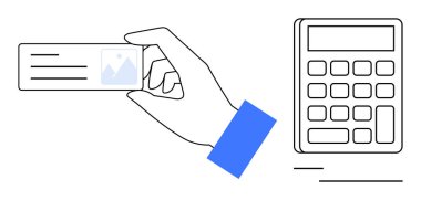 Hesap makinesinin yanında bir kartvizit tutmak, mali işlemleri, profesyonelliği ve iş bağlantılarını sembolize ediyor. Finans, muhasebe, ağ oluşturma, profesyonellik ve kimlik için ideal