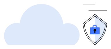 Bulut simgesi ve kalkanın kilidi veri korumasını temsil ediyor. Bulut güvenliği, veri depolama, çevrimiçi gizlilik, siber güvenlik, güvenli erişim, bilişim altyapısı, internet güvenliği için ideal. Basit soyut