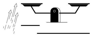 Çapraz yükselen oklarla çift denge ölçeği, büyümeyi, eşitliği, ilerlemeyi ve karar vermeyi sembolize ediyor. Adalet, adalet, değerlendirme, yükselen eğilimlerin karşılaştırılması için idealdir.