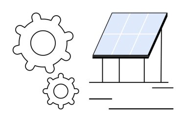 Yenilenebilir enerji ve otomasyonu sembolize eden güneş paneli, temiz enerji, sürdürülebilirlik, yenilik, yeşil teknoloji, çevre dostu tasarım, güç veren gelecek, düz metafor