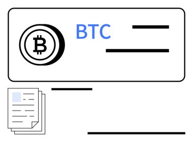 Dijital kartta Bitcoin logosu ve BTC metni, kripto ödemeyi ve engelleme ağlarını vurgulayarak, en az ayrıntıya sahip. Bankacılık, teknoloji, e-ticaret, yenilikçilik, teknoloji meraklılığı, gelecek için ideal