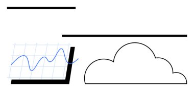 Minimalist bulut şekli ve akan veri noktaları olan çizgi grafiği. Bağlantı, analitik, veri transferi, teknoloji, istatistik, tahmin, hesaplama, düz basit metafor için ideal