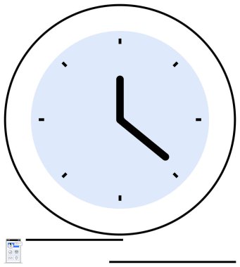 Siyah elli bir saat ve mavi yüzlü bir saat işareti, minimum tasarım. Dijital ve teknolojik temalar için akıllı telefon. Zaman yönetimi, üretkenlik, zamanlama, yenilik, odaklanma için ideal