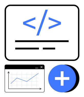 Satır tablosu olan kodlama paneli ve düğme gösterme yeniliği, programlama, web geliştirme, analitik, yazılım yönetimi, büyüme, teknoloji ekle. Otomasyon için ideal, yazılım düzlüğü basit
