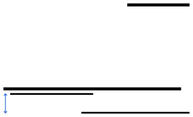 Değişen uzunlukların ve kalınlığın siyah yatay çizgileri mavi çift başlı okla kesişir. Geometri, kesinlik, ölçüm, minimalizm, hizalama, soyut tasarım, düz tasarım için ideal
