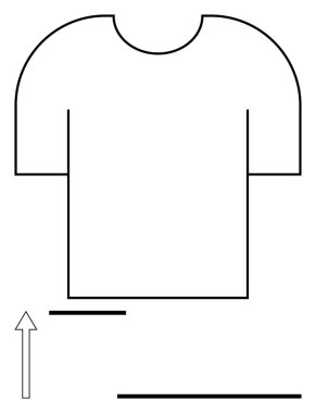 Basit siyah çizgilerle özetlenmiş, kalın yukarı doğru ok şeklinde, minimum yatay çizgilerle tamamlanmış tişört. Moda, tasarım, minimalizm, büyüme, yön, markalaşma için ideal, düz basit metafor