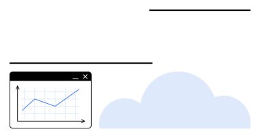 Çizgi paneli düzgün bulut şekli ve asgari soyut çizgiler üzerinde. Analiz, teknoloji, bulut hesaplama, veri görselleştirme, büyüme, trendler, yazılım arayüzü için idealdir. Düz basit metafor