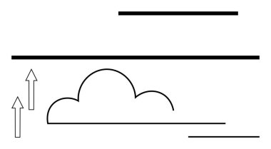 Üst ve alt yatay çizgilerde yukarı doğru iki ok var. Büyüme, ilerleme, yenilik, veri, başarı, strateji ve vizyon için idealdir. Düz basit metafor