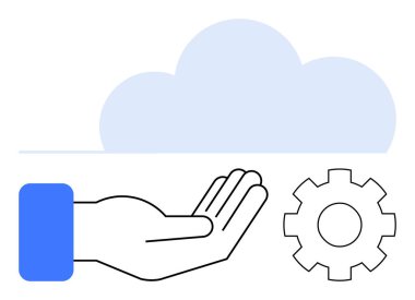 Genişletilmiş el destek bulutu, yenilikleri, bulut hesaplamayı, teknolojiyi, desteği, hizmeti ve otomasyonu simgeliyor. Teknoloji ve bulut depolama yönetim ekip çalışması için ideal