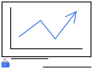 Yukarı doğru büyümeyi gösteren mavi ok, çizgi çizgileri ve içinde para sembolleri olan güvenli bir kutu. Finans, iş büyümesi, kâr, güvenlik, başarı yatırımı ve istatistik için ideal. Düz