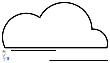 Temiz siyah çizgilerle özetlenmiş bulut şekli, basitlik, berraklık ve modernlik aktarımı. Hava durumu, ağ oluşturma, çevre, yenilik, sürdürülebilirlik minimalizmi ve bulut hesaplaması için ideal