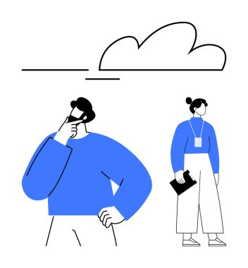 İki kişi, bir düşünce ve bir diğeri elinde bir pano, soruşturma, fikirler, planlama, kararlar, takım çalışması, yaratıcılık ve iletişim iletmek. Beyin fırtınası yenilikleri için ideal takım çalışması basit