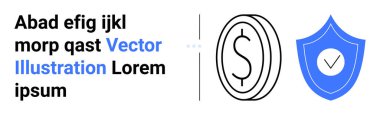 Para ve mavi kalkanı temsil eden dolar parası güvenlik ve korumayı sembolize ediyor. Finans, tasarruf, yatırım, sigorta, siber güvenlik, dijital cüzdan, basit iniş sayfası için ideal
