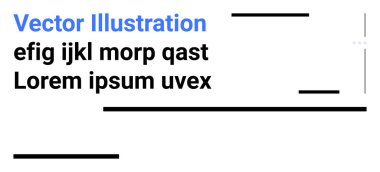Mavi başlıklı stilize metin tasarımı, siyah gövde metni ve bölücü olarak minimal satırlar. Tipografi, tasarım düzeni, markalaşma, yazı işleri, sunumlar, web sitesi grafikleri yaratıcı portföyler için ideal