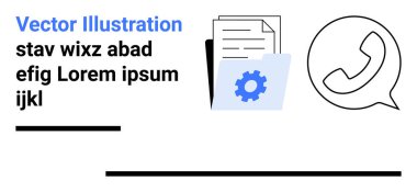 Vites ve belge yığını, iletişim için bir telefon ikonu ile eşleştirilmiş işlem optimizasyonunu ima ediyor. İş, destek, iş akışı, organizasyon, üretkenlik, hizmet, basit iniş sayfası için ideal
